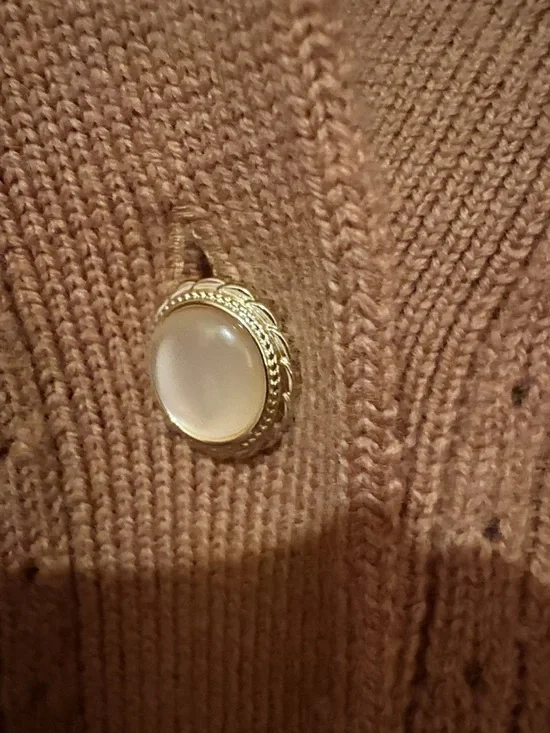 Cynthia Rowley Rust-Brown V-Neck Button Cardigan - Picture 3 of 6